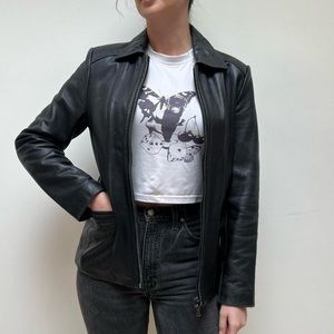 lamb skin vintage leather moto jacket